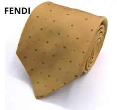 【美品】FENDI フェンディ ネクタイ シルク100% イエローゴールド 総柄