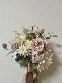 プリザーブド　アーティシャルフラワーブーケ ピンク系　ウェディングブーケ