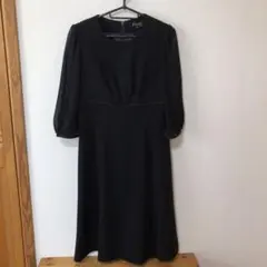 イギン　シフォン7部袖　ブラックフォーマルワンピース　ポールモーリア　11号