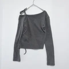 SHEIN DAZY アシンメトリーネック　オフショルダーニットグレー長袖