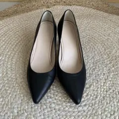 PARIGOT ブラック レザー ポインテッドトゥパンプス