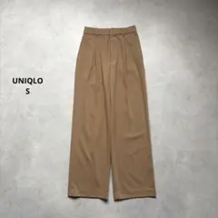 UNIQLO タックワイドパンツ　ベージュ　2023年製　S⚪︎460311