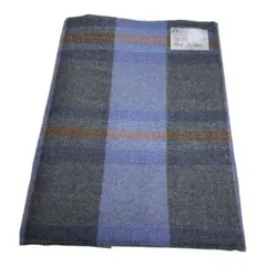 チェック柄ブルー、紺色、冬物生地・幅150 × 140