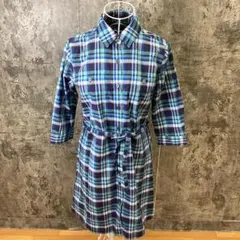 ✨UNIQLO✨ユニクロ♡シャツワンピース♡チェック柄♡ストレッチ無♡青♡(S)
