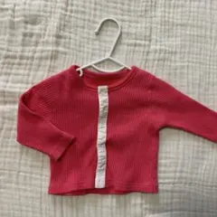 【美品】プチバトー　リブ編みカーディガン ピンク