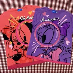 美品　ディズニー　虫メガネＴシャツ　ミニー１５０　デイジー１４０