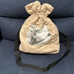 もちまる日記　猫顔キルティングショルダーバッグ