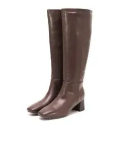 【売り切り希望】スクエアトゥチャンキーヒールロングブーツ