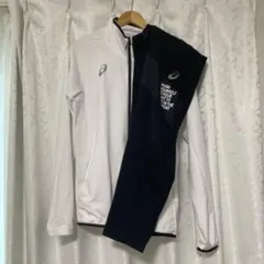 ASICS ジャージ上下セット L ホワイト/ブラック