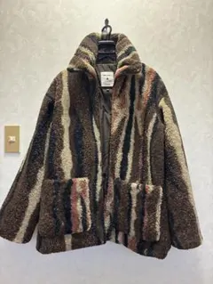 ニコアンド…ミックスボアジップジャケット ブラウン　L