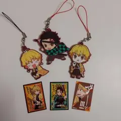 鬼滅の刃 ラバーマスコット ストラップ 竈門 炭治郎 吾妻善逸&ミニシール