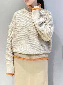 【LOWRYS FARM】バイカラーカノコハイネックニット