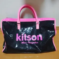 Kitsonスパンコールボストンバッグ 黒/ピンクのサムネイル