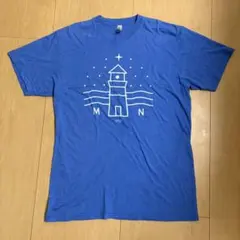 USA製 灯台プリントTシャツ L 袖シングル 青のサムネイル