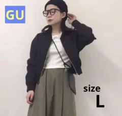 GU✺ クロップドリブブルゾン✺ブラック✺Lサイズ