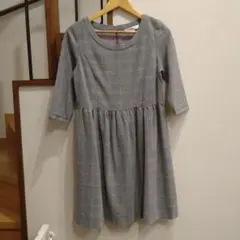 スウィートマミー　SWEET MOMMY　グレー チェック柄 七分袖ワンピースＳ