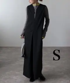 BONJOUR SAGAN ディープVネックオールインワン　黒　S