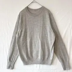 無印良品 ウール100% クルーネックセーター L グレージュ　洗えるニット