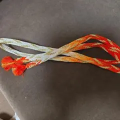 オレンジと白の帯締め 房付き　リメイク材料　紐