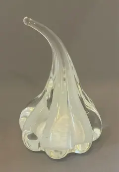 オブジェ 置物 アヒル ガラス 透明 ヴィンテージ ミッドセンチュリー