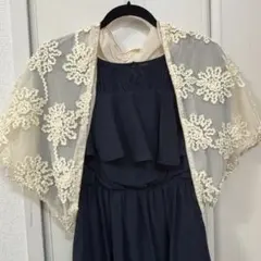 【メトリーゼ】アイボリー花柄刺繍レースボレロ