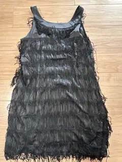 a.n.e（エーエヌイー）黒フリンジ　ワンピースドレス　38