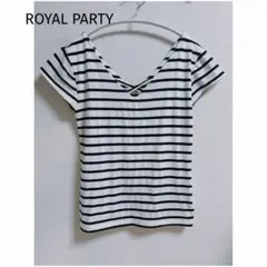 最終値下げ★ROYAL PARTY クロスネックTシャツ　ボーダーのサムネイル