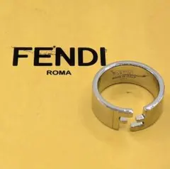 極美品 フェンディ スカーフリング スカーフ留め ロゴ コンビカラー