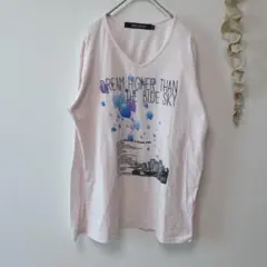 タイムリーワーニング　Tシャツ　長袖　メンズ　ピンク　LL 風船プリントのサムネイル