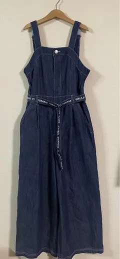 美品　メゾピアノ　デニム　サロペットワイドパンツ　オーバーオール　160サイズ