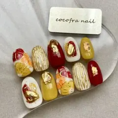 ネイルチップ　サイズオーダー　和柄ネイル　ミラーネイル　成人式　卒業式　振袖　袴