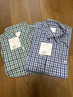 ノースフェイス　メンズコットンシャツ　ブルー＆グリーン2枚セット