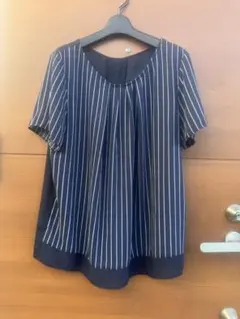 INDIVI ネイビー ストライプ 半袖トップス