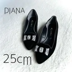 未使用品✨DIANA グリッター リボン　クラシカルフラットシューズ 22.5 未使用品✨DIANA グリッター リボン クラシカルフラットシューズ