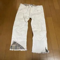 バーバリーブルーレーベル 7分丈 パンツ ホワイト 38 ダメージ加工