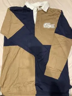 LACOSTE クラシックフィット 長袖シャツ US L ベージュ ネイビー