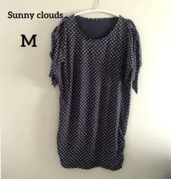 【Sunny clouds】ドット柄 半袖 チュニック ネイビー Mのサムネイル