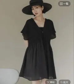 LOWRYS FARM　シャーリングチュニックフレンチスリーブ