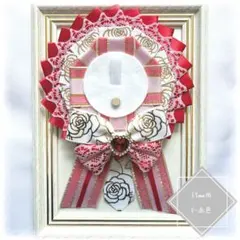 痛ロゼット 痛バッグ 痛バ ロゼット 57mm リボン D-赤色