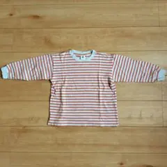 デビロック オレンジ×水色 ボーダー長袖カットソー 120cm