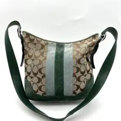 COACH コーチ ショルダーバッグ シグネチャー グリーン 緑 スエード