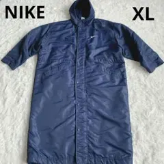 【美品】ナイキ ベンチコート ボア フード ロゴ XL ネイビー サッカー