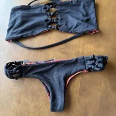 プアラニ　黒　リバーシブル　ハワイビキニバンドゥ　S 紐　レースのサムネイル