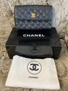 CHANEL マトラッセ25 ダブルフラップ ネイビー ゴールドラムスキン