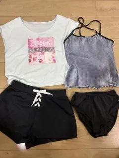 女の子向け セパレート水着セット 水色・黒