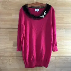 ネ*コ様 LANVIN en Bleu ピンクニットセーター 38のサムネイル