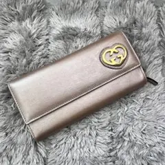 美品✨GUCCI ラブリーハート GG シマ ゴールド金具 長財布 ブラウン