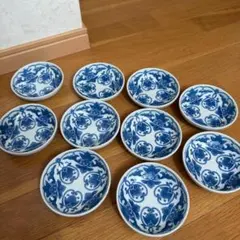 アンティーク 染付 小皿 6枚セット 福寿文 いげ皿 錆釉 11cm 古道具 アンティーク 染付 小皿 6枚セット 福寿文 いげ皿 錆釉 11cm 古道具