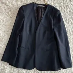 ［良品］theory luxe ノーカラージャケット ネイビー 36 日本製のサムネイル