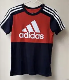 adidas 赤 紺 ストライプ Tシャツ 150 アディダス半袖Tシャツ